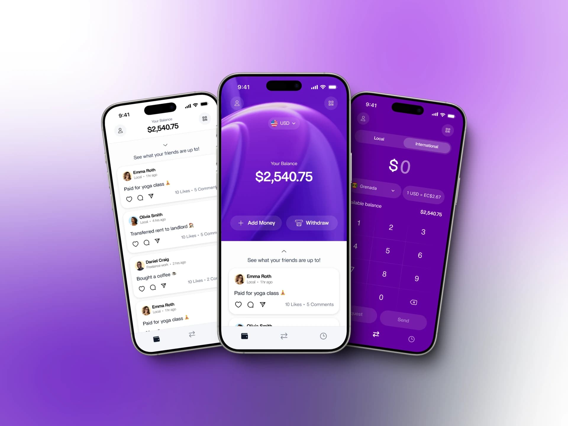 Purple Wallet App Design