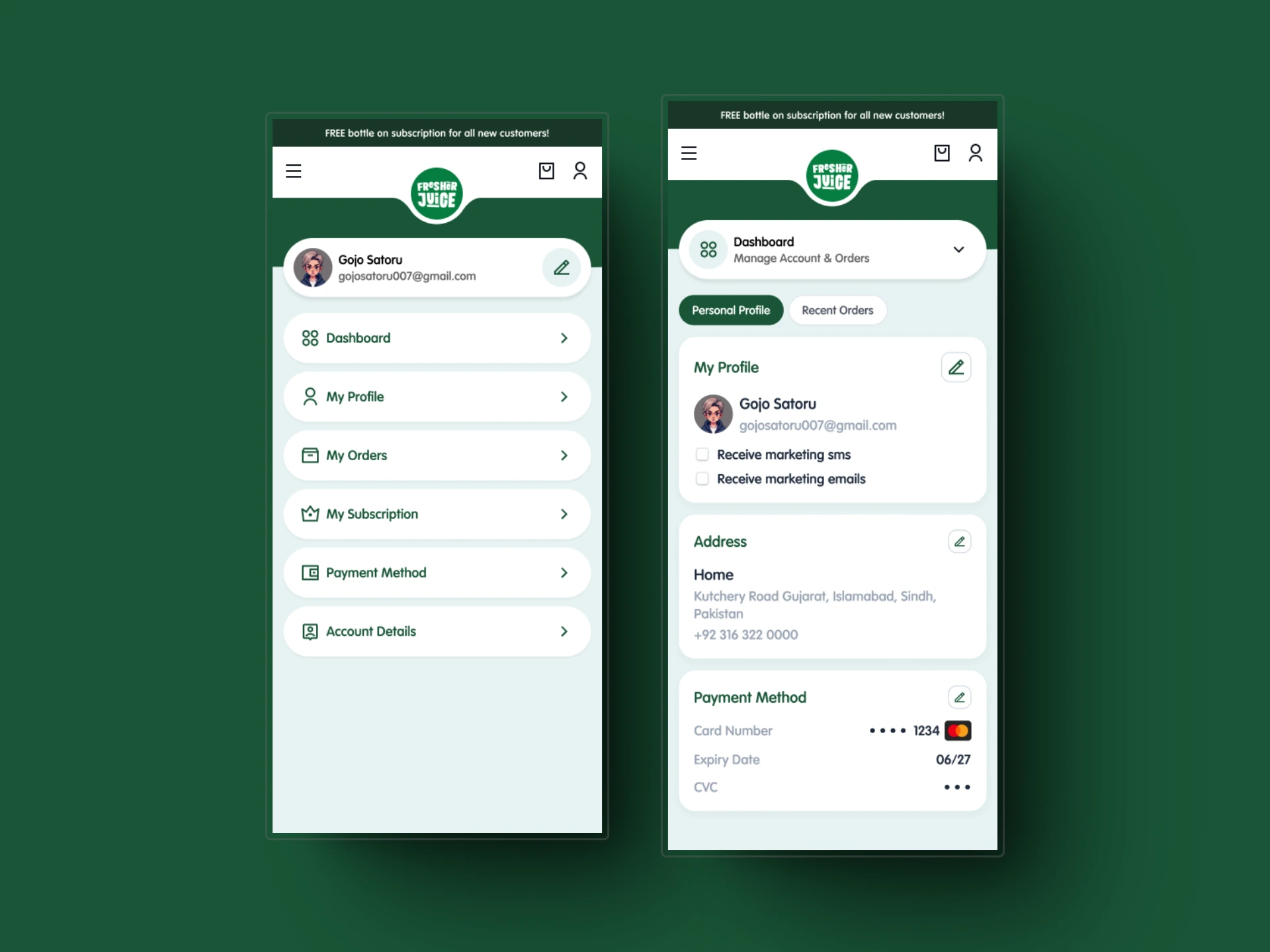 Fresh Juice Profile App
