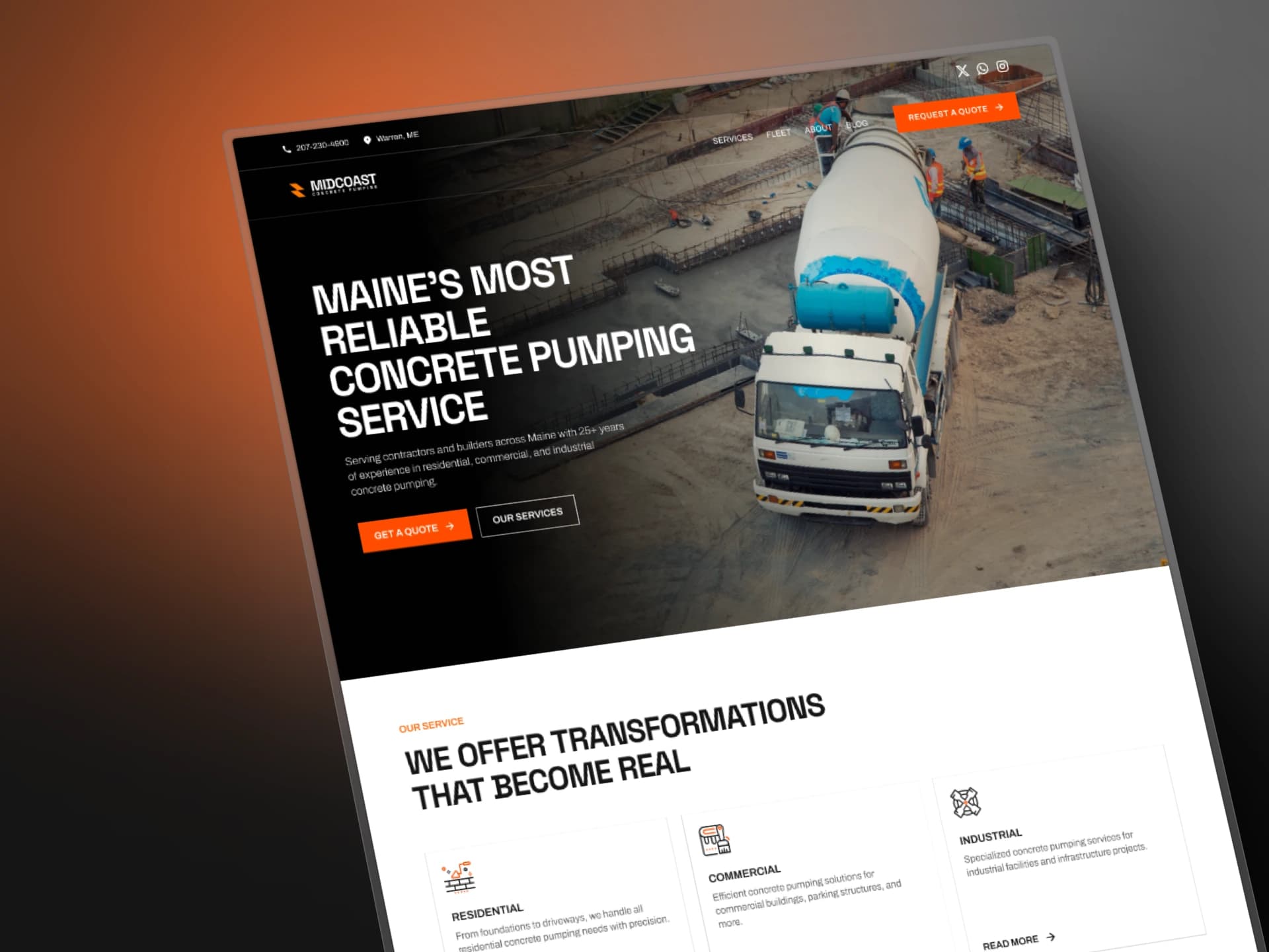 Concrete Pumping Service Website