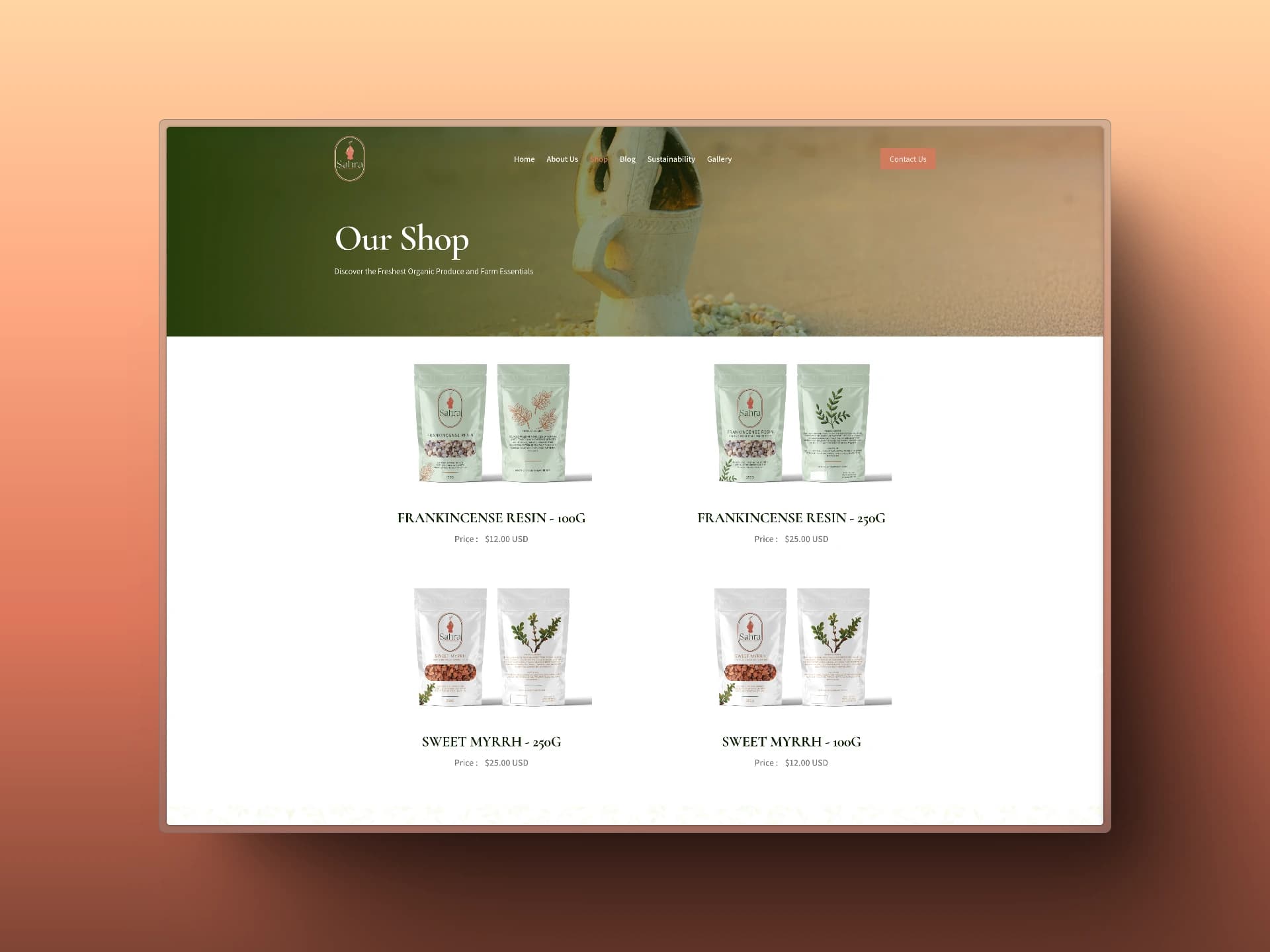 Saffron Organic Shop Website