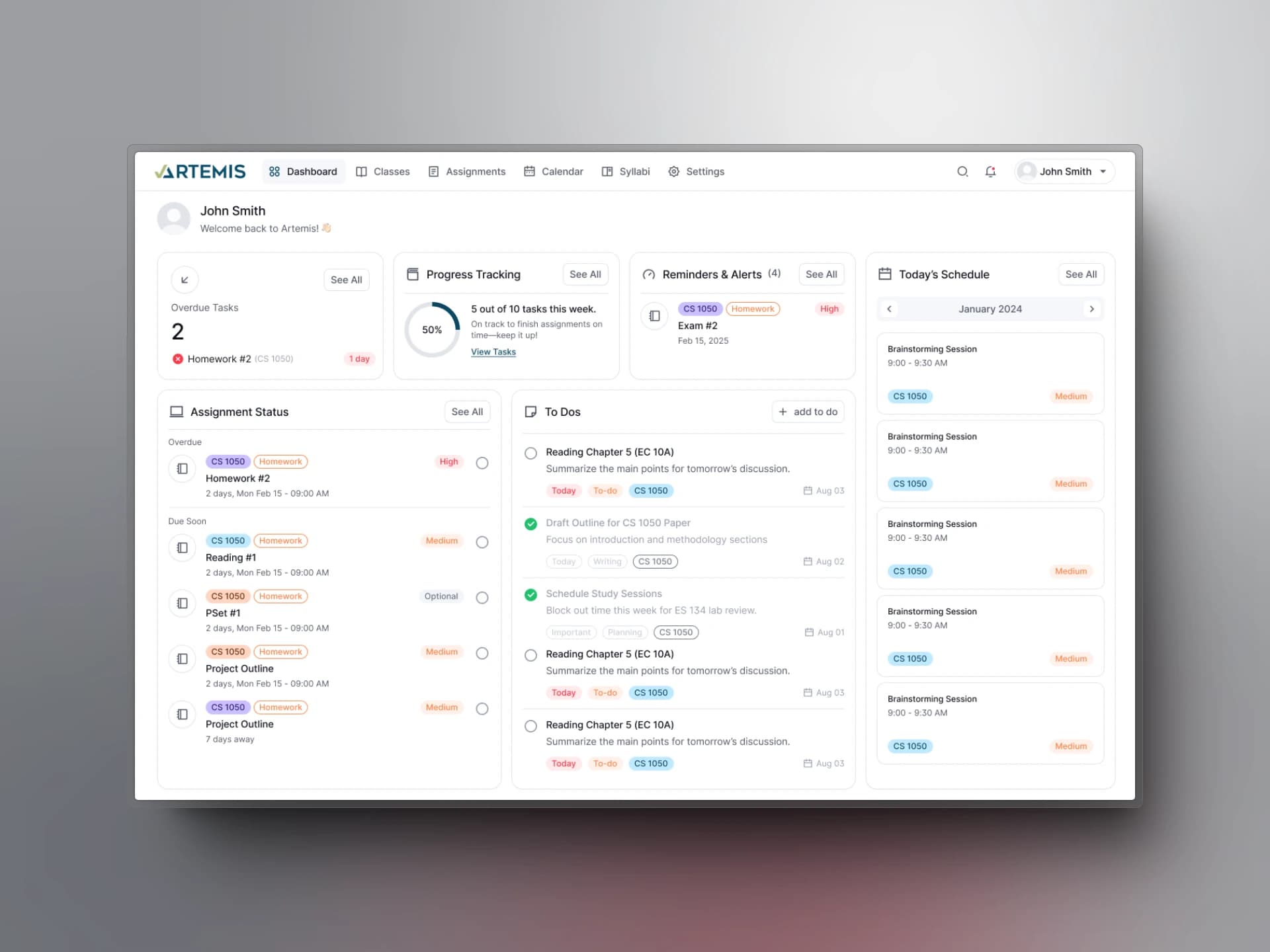 Artemis Education Dashboard