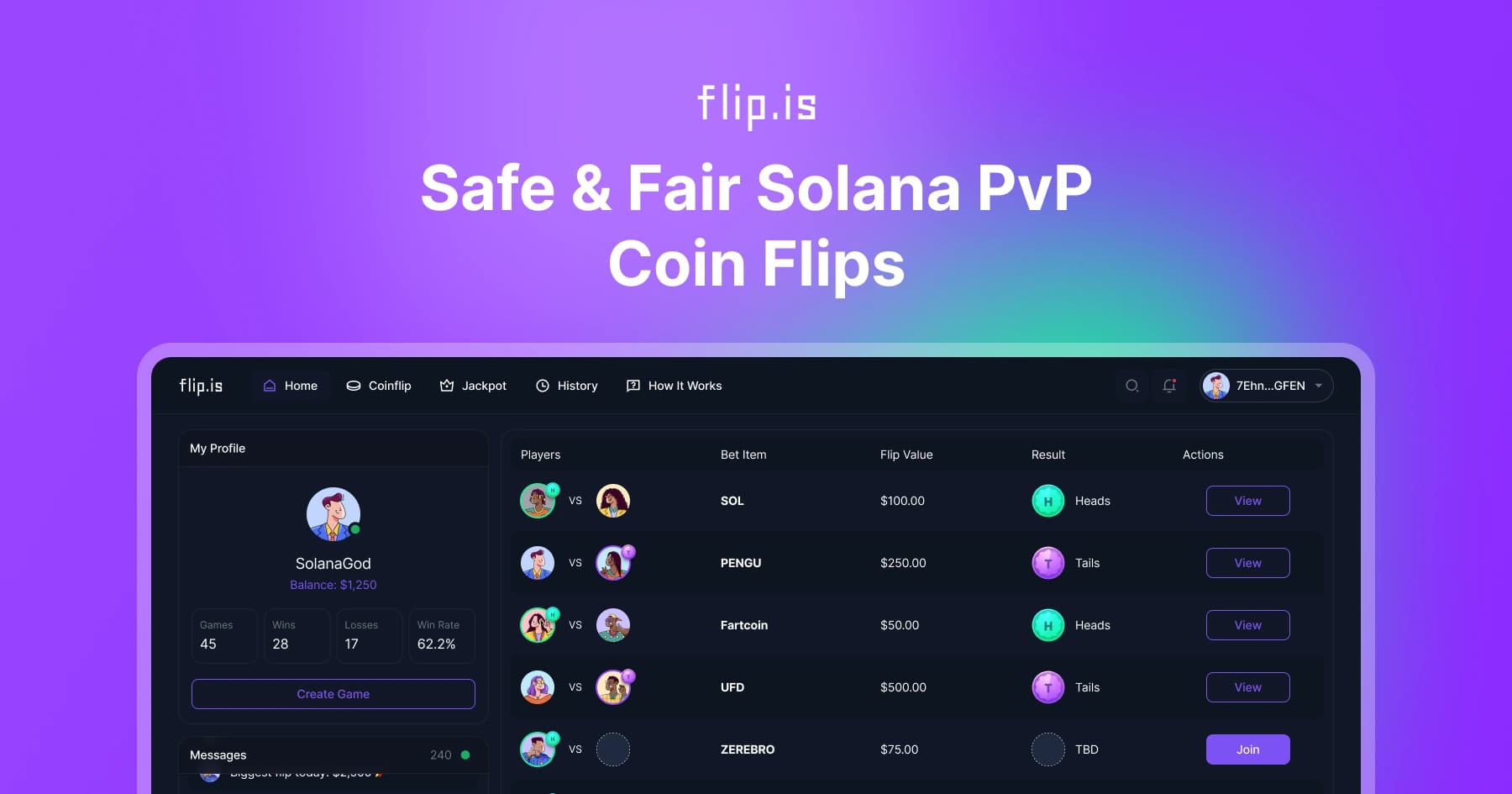 Flip.is Crypto Gaming Platform