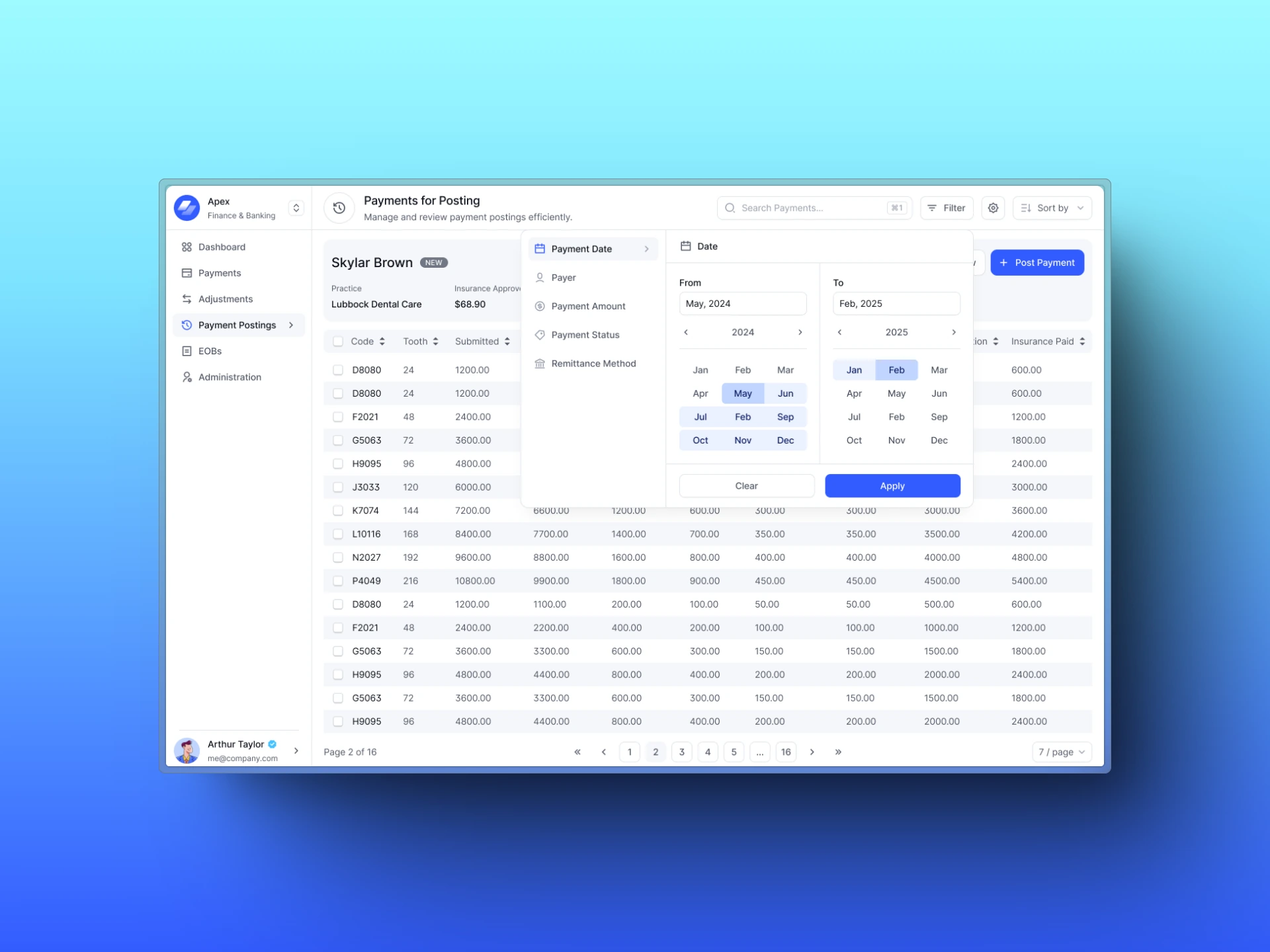 Payment Posting Dashboard