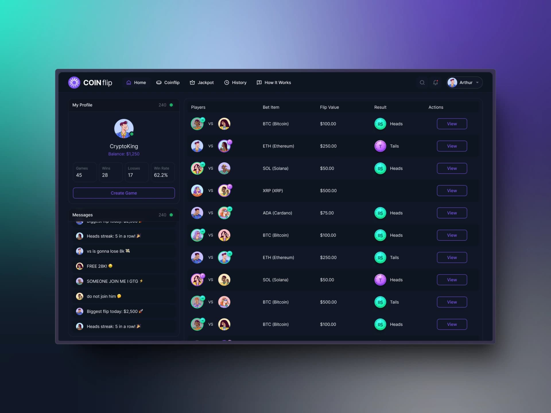 Coin Flip Dashboard
