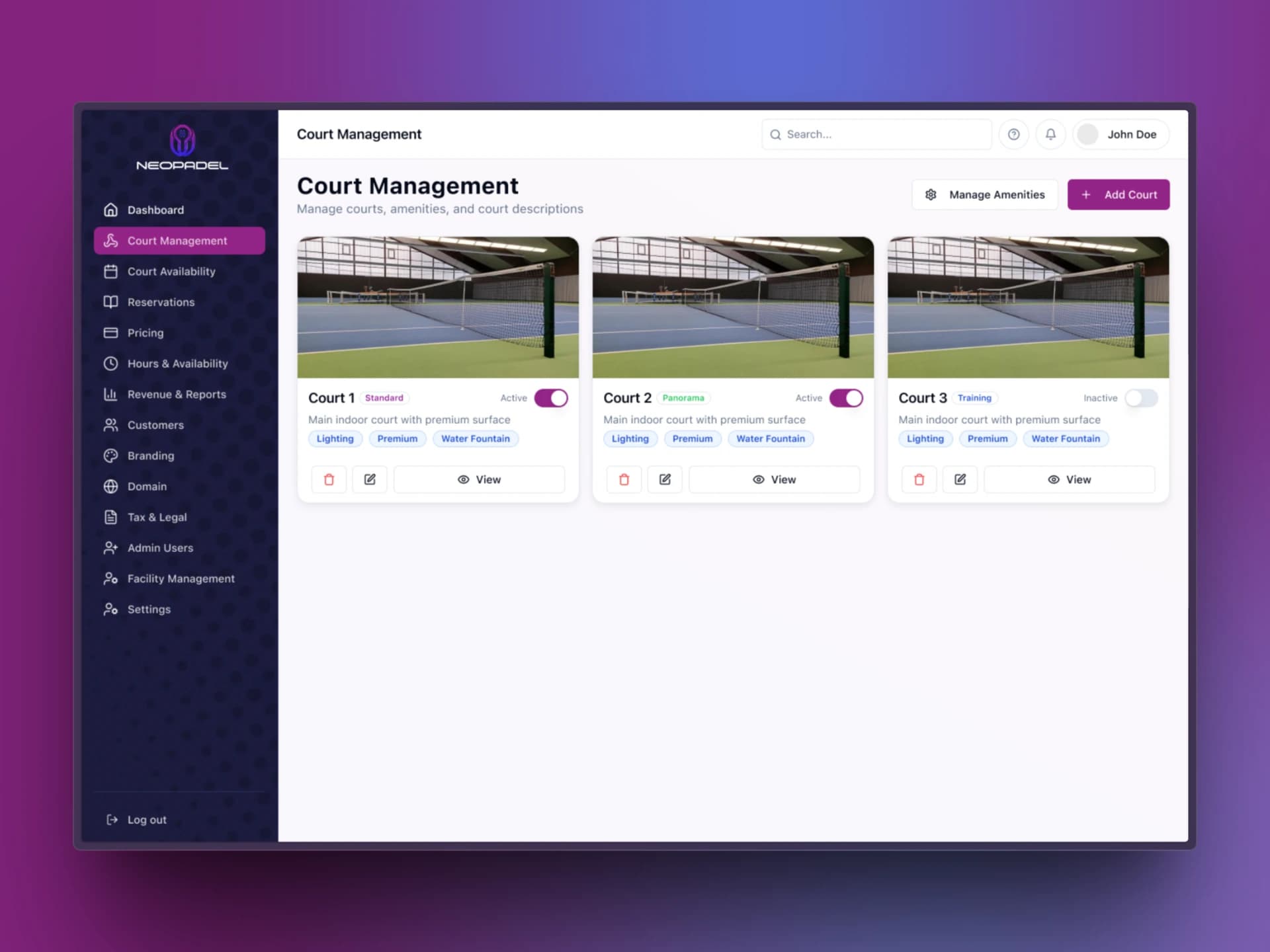 Court Management Dashboard