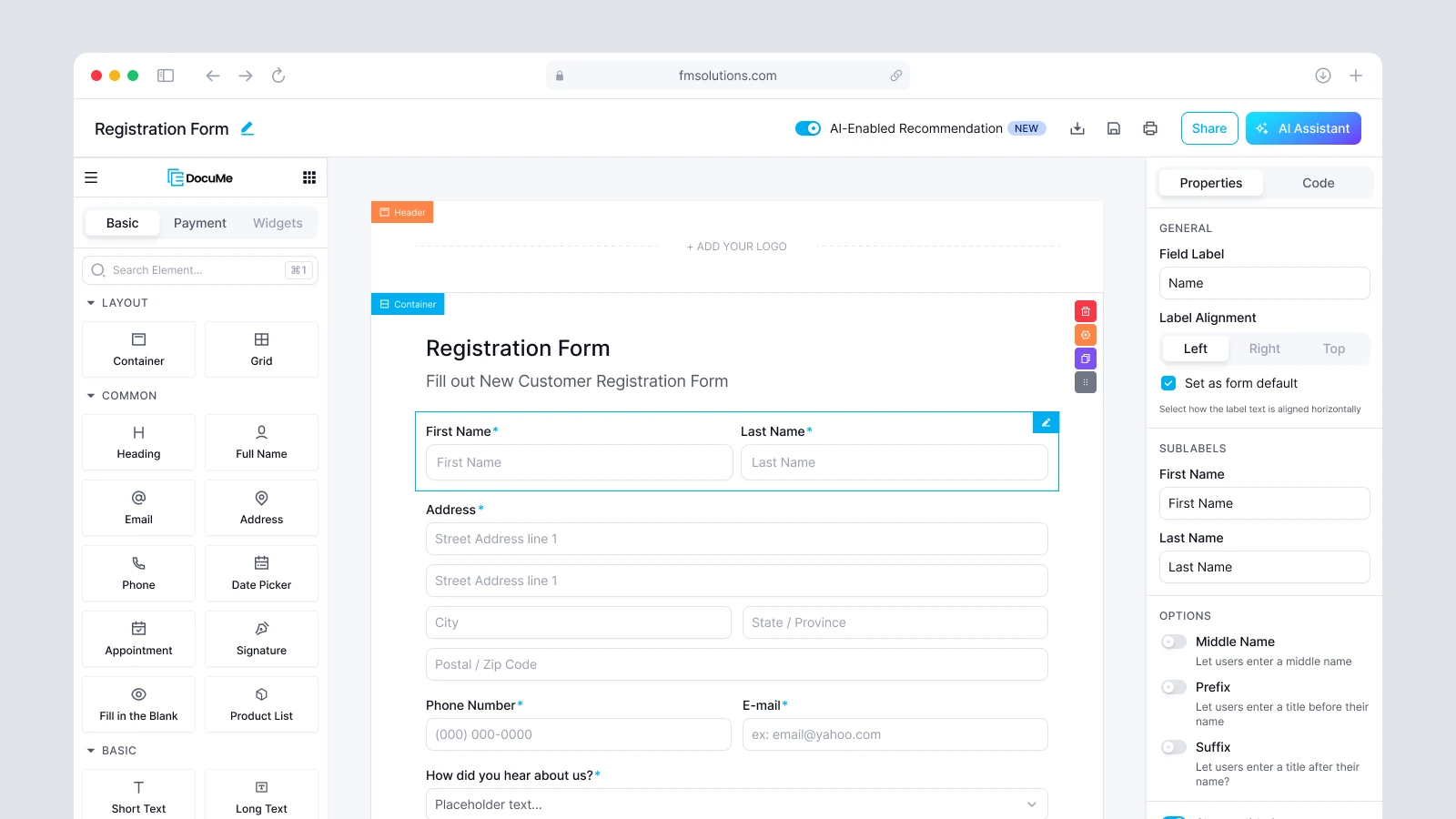 Registration Form Builder